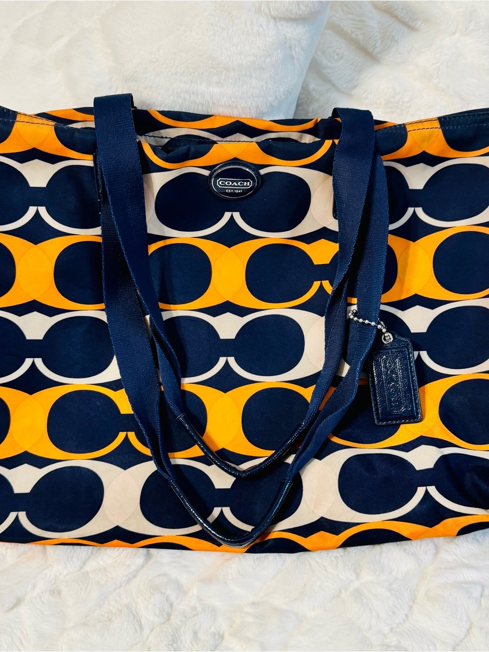 Coach Navy & Orange Signature Tote Bag